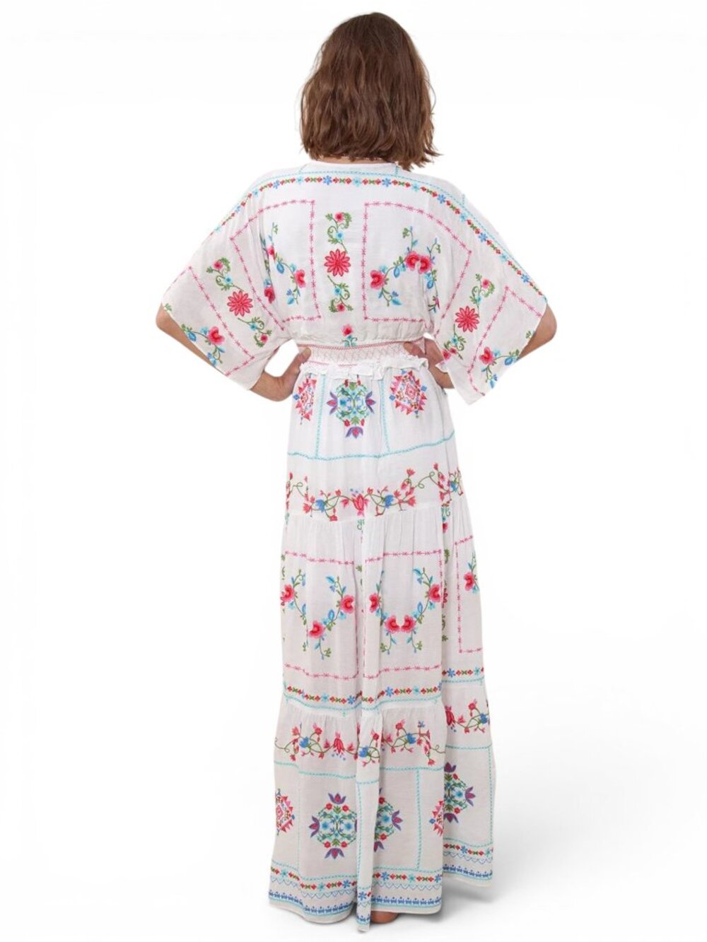 Hale Bob Neylan Embroidered Maxi Dress White Colorful Embroidered New NWT XS - Picture 4 of 8